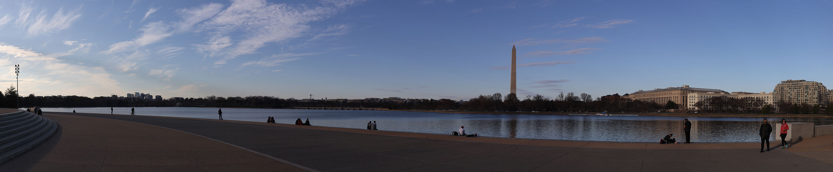 Panorama of Tidal Basin From the Jefferson Memorial with Washington Monument in Background.